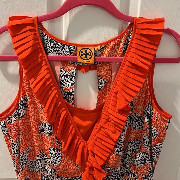 Tory Burch Janetta Flouncy Pleated Silk Dress - Picture 4 of 11